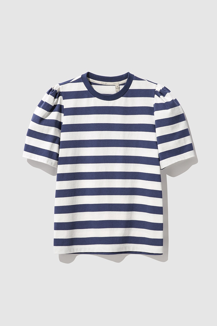 TITUS Stripe puff sleeve t-shirts (White&amp;Blue)
