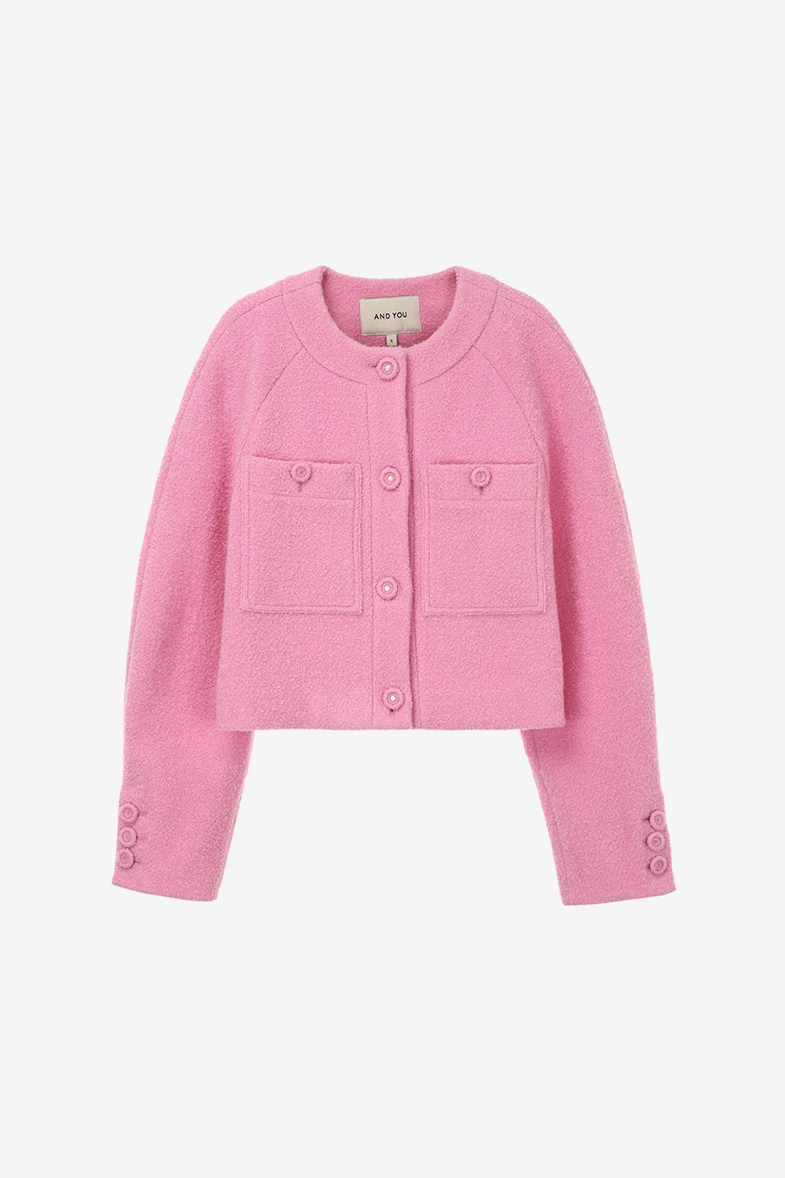 [차예련 착용]HAMPTON Quilted crop wool jacket (Thulian pink)