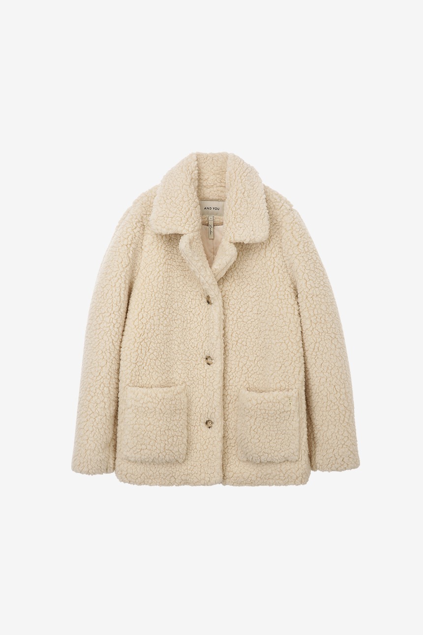 [한소희, 설현 착용]BRIXTON Eco shearing wool coat (Ivory)