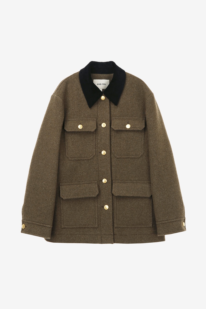 [10/4 예약배송]BUCKINGHAM Corduroy collar button-up jacket (Khaki brown)
