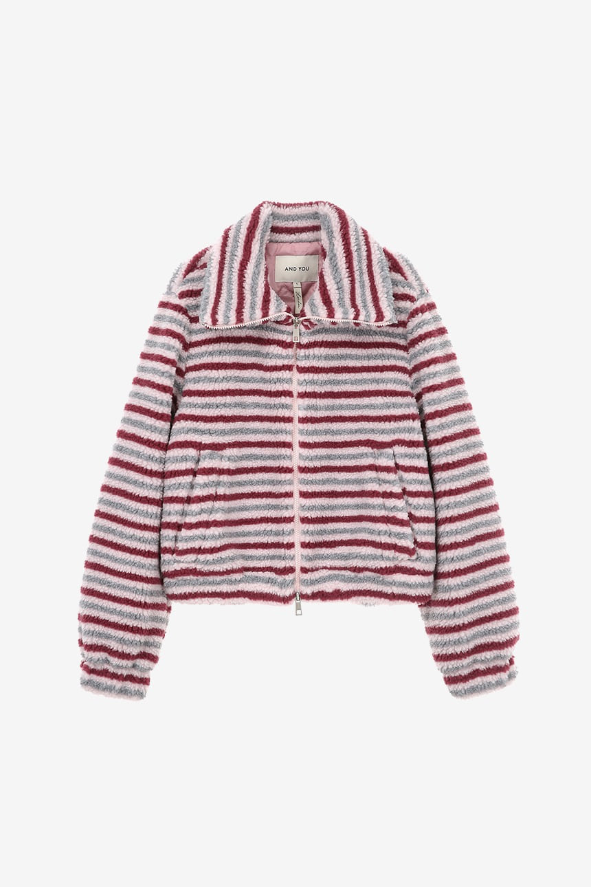 VICTORIA Eco shearing stripe wool jumper (Pink&amp;Gray)