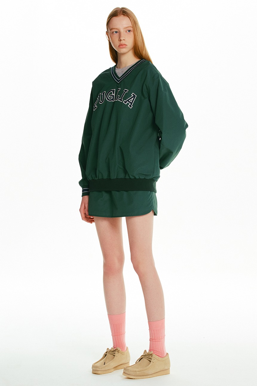 [10/4 예약배송][윤은혜 착용][SET]PUGLIA V-neck pullover windbreaker + LAZIO Banding mini skirt (Green)